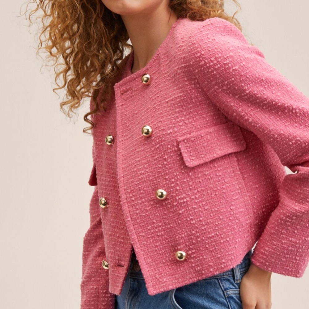 Mango Pink Tweed Jacket - Picture 3 of 8